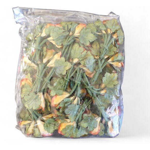 Paper Flowers Orange Craft Floral Lot Still in Package 72 Count 1.5" Green Leaf - Picture 3 of 3